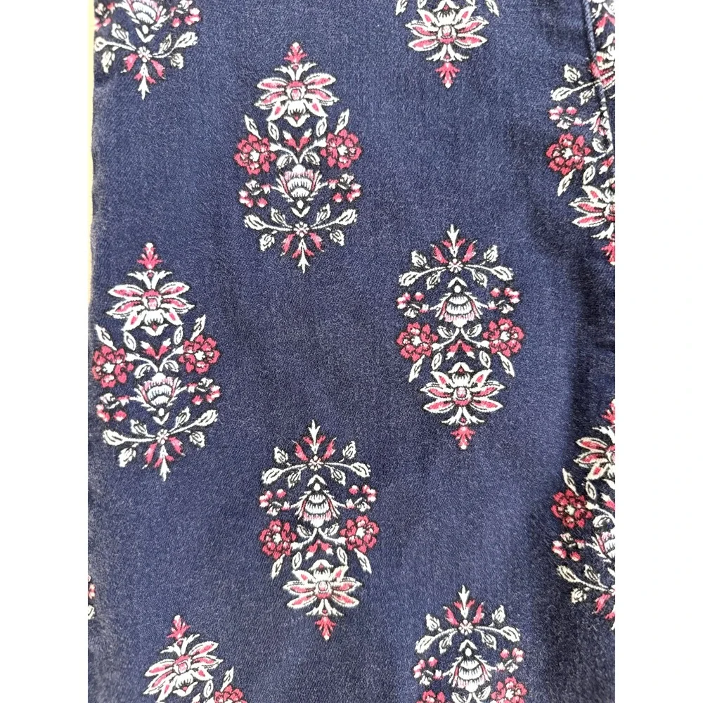 Chico's Floral Print Jeans Womens 28 Navy‎ So Slimming Girlfriend Ankle Boho